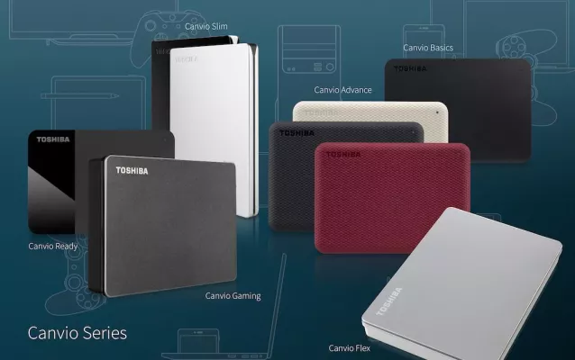 Bild: Toshiba präsentiert portable Canvio-Festplattenserie mit neuen Modellen und Designs