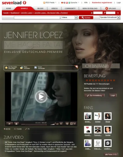 Bild: sevenload präsentiert Video-Premiere von Jennifer Lopez (SonyBMG)