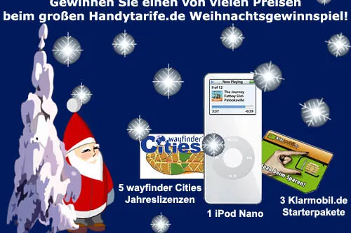 Großes Weihnachtsgewinnspiel bei Handytarife.de Bild: Großes Weihnachtsgewinnspiel bei Handytarife.de