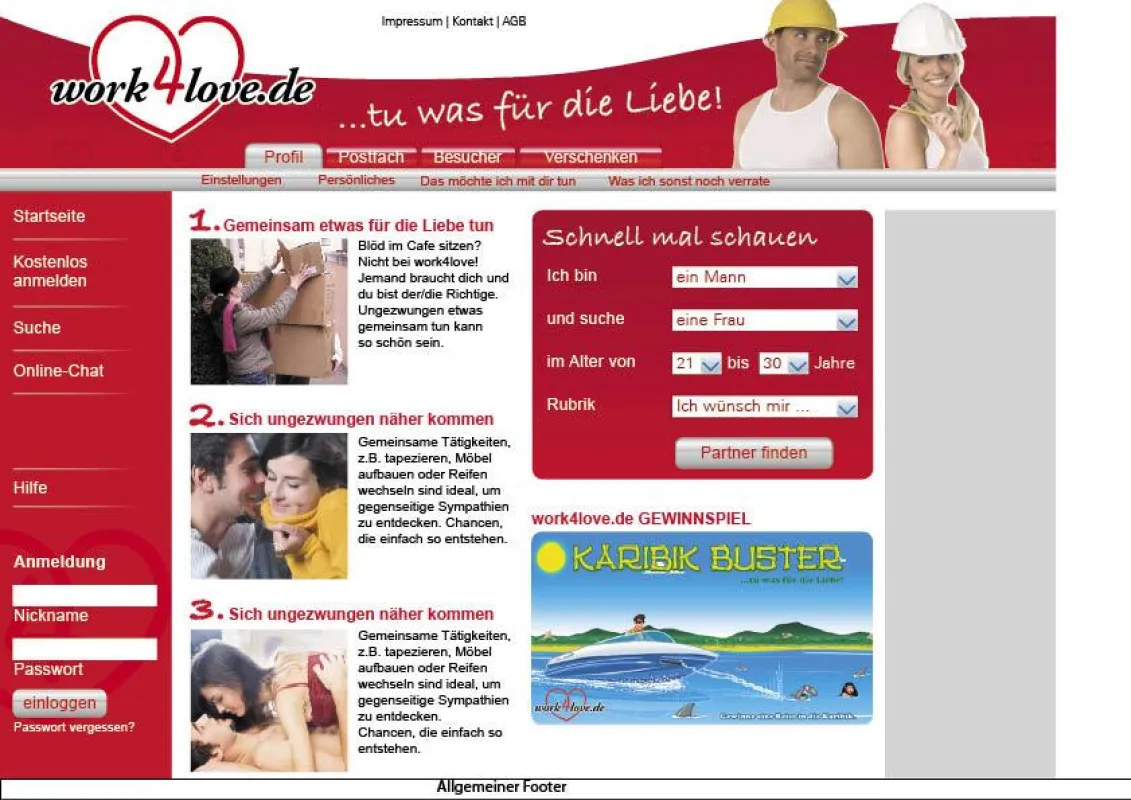 work4love.de - Das Partnerportal für Liebe und Leidenschaften