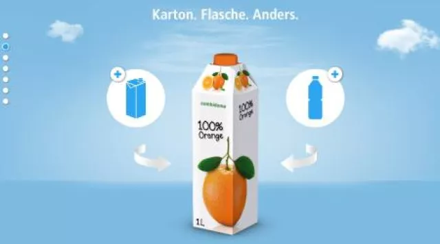 Bild: denkwerk und SIG Combibloc inszenieren faltbare Flasche im Web