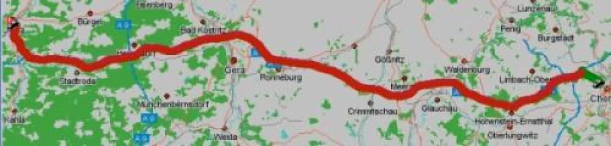 Hier ein Ausschnitt unserer Fahrt nach Jena direkt aus dem GOTS-Ortungsportal.