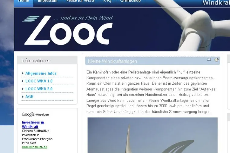 Windkraftanlagen von looc.com - ...und es ist dein Wind! Bild: Windkraftanlagen von looc.com - ...und es ist dein Wind!
