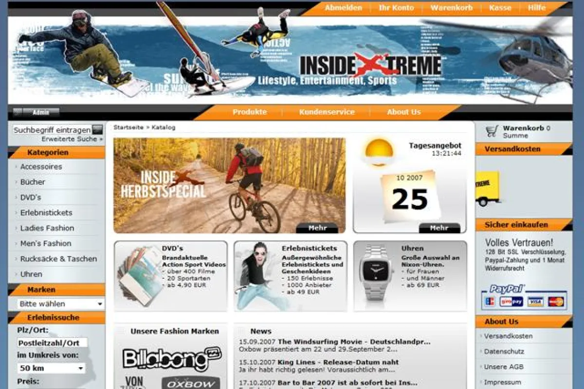 inside xtreme online shop für fashion, streetwear, dvds