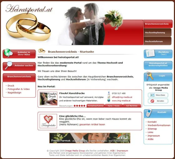 Bild: Das modernste Portal zum Thema Hochzeit heiratsportal.at ist online