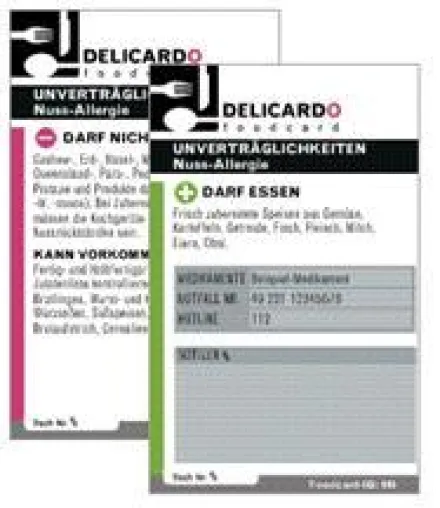 DELICARDO Foodcard – Restaurantkarte für sichere Bestellung trotz vieler Lebensmittelunverträglichkeiten Bild: DELICARDO Foodcard – Restaurantkarte für sichere Bestellung trotz vieler Lebensmittelunverträglichkeiten