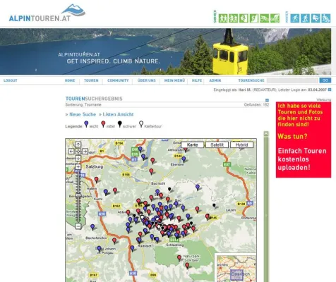Bild: Grenzenlose Tourenplanung mit Alpintouren.at