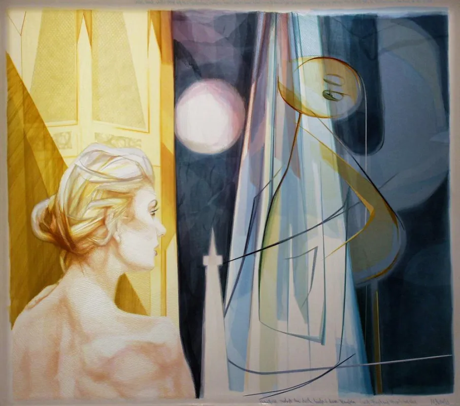 Monika Thiele: Draußen suchst du dich hinter dem Draußen, 2016, Garn auf Organza