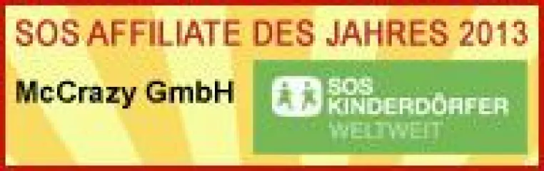 SOS-Kinderdörfer zeichnen McCrazy GmbH als „SOS Affiliate des Jahres 2013“ aus Bild: SOS-Kinderdörfer zeichnen McCrazy GmbH als „SOS Affiliate des Jahres 2013“ aus