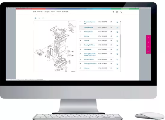 Bild: Interaktiver Online-Ersatzteilkatalog für Bosch Thermotechnik optimiert den Workflow für Fachkunden