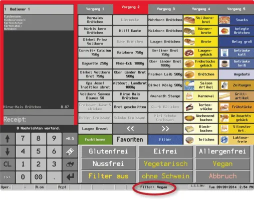 Bild: Die neue LMIV: Mit Vectron-Kassen allergene Inhaltsstoffe ausweisen, filtern und ausdrucken
