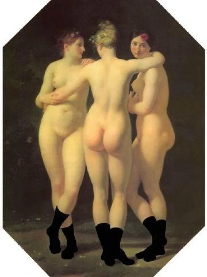 Galerie Kasten Ottmar Hörl, Die drei Grazien [1793, Jean B. Regnault], 2009 ,185 x 135 cm