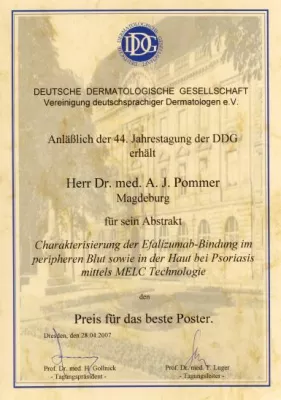 Bild: SkinSysTec erhält Auszeichnung auf der Jahrestagung der Deutschen Dermatologischen Gesellschaft