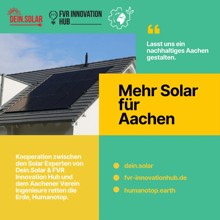 Lasst uns ein nachhaltiges Aachen gestalten. (© FVR Innovation Hub GmbH & Co. KG)