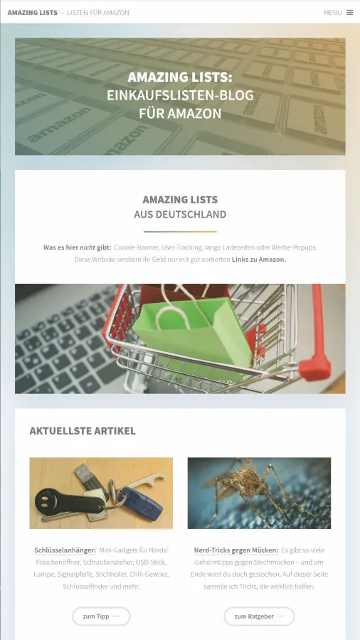 Amazing Lists (Screenshot) (© Niko Bärsch, Privacy Webdesign)