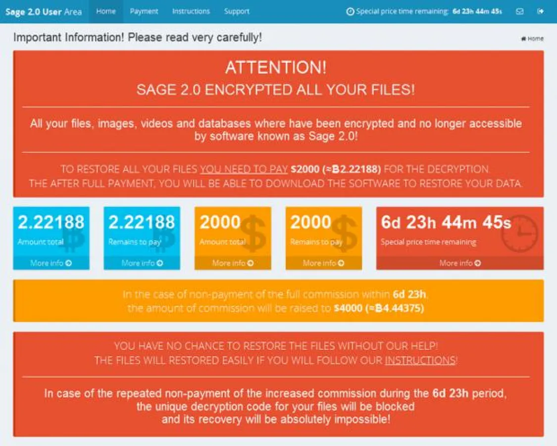 Sage Ransomware Version 2.0