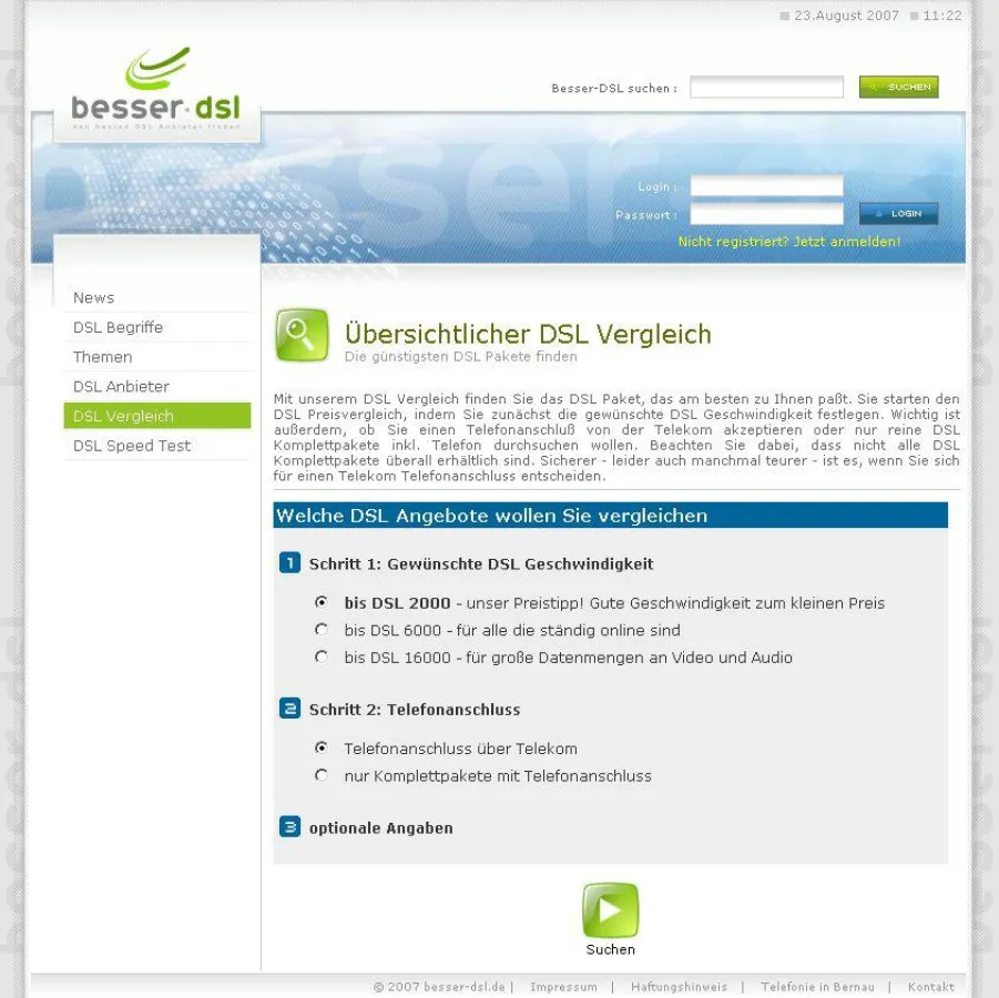 Verbesserter DSL Vergleich