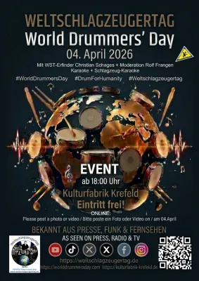 Bild: Am 04. April ist Internationaler Weltschlagzeugertag 2026 - Online + LIVE-EVENT in Krefeld (Deutschland)