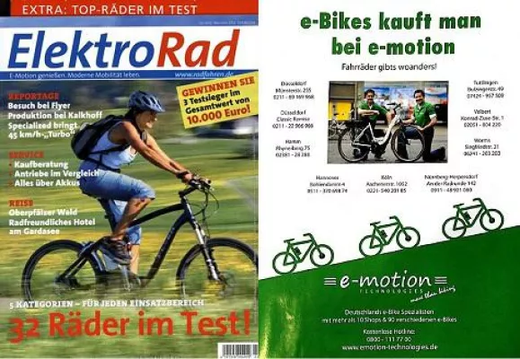 Elektrorad-Magazin bringt die Pedelec und EBike Experten von e-motion Technologies groß raus Bild: Elektrorad-Magazin bringt die Pedelec und EBike Experten von e-motion Technologies groß raus
