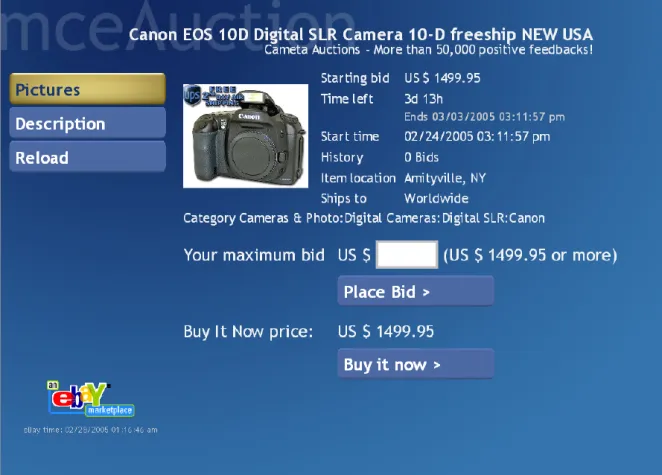 Bild: mceAuction 1.0: eBay auf Ihrem Fernseher