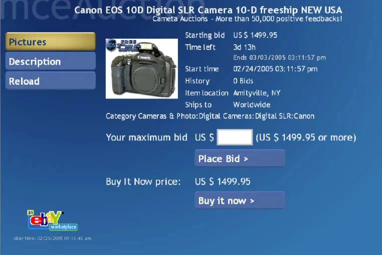 Bild: mceAuction 1.0: eBay auf Ihrem Fernseher
