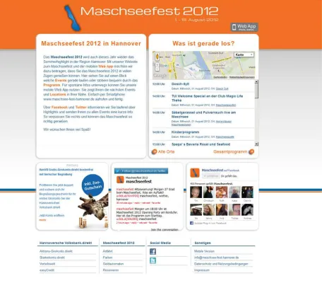 Bild: Web App & Website zum Maschseefest 2012 in Hannover