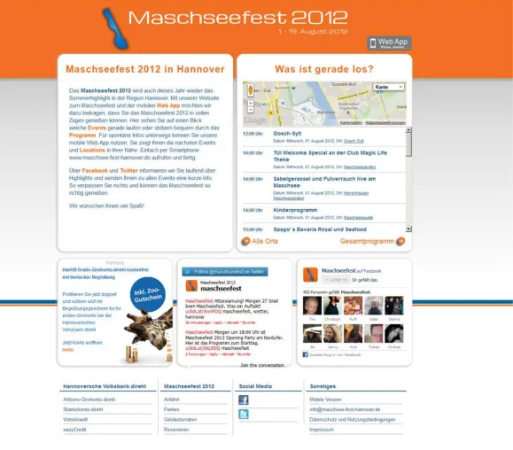 Bild: Web App & Website zum Maschseefest 2012 in Hannover