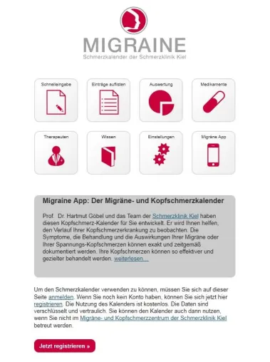 Bild: Migraine App – Der neue online Migränekalender