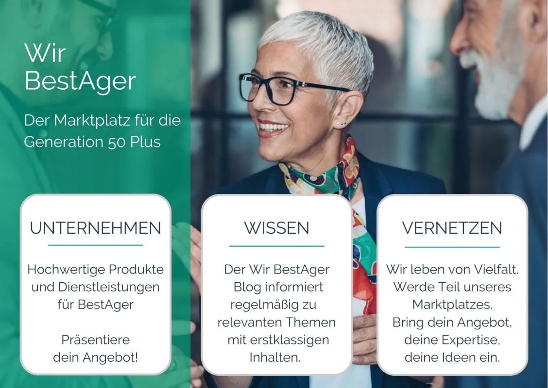 Wir BestAger, der Marktplatz für die Generation 50 Plus. (© Wir BestAger/Canva, honorarfrei)