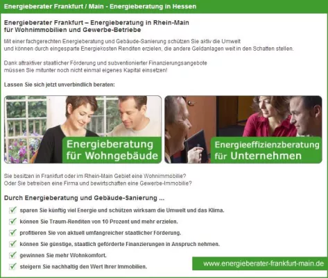 Energieberatung Frankfurt: Qualifizierte Berater klären Hausbesitzer vor Ort auf Bild: Energieberatung Frankfurt: Qualifizierte Berater klären Hausbesitzer vor Ort auf