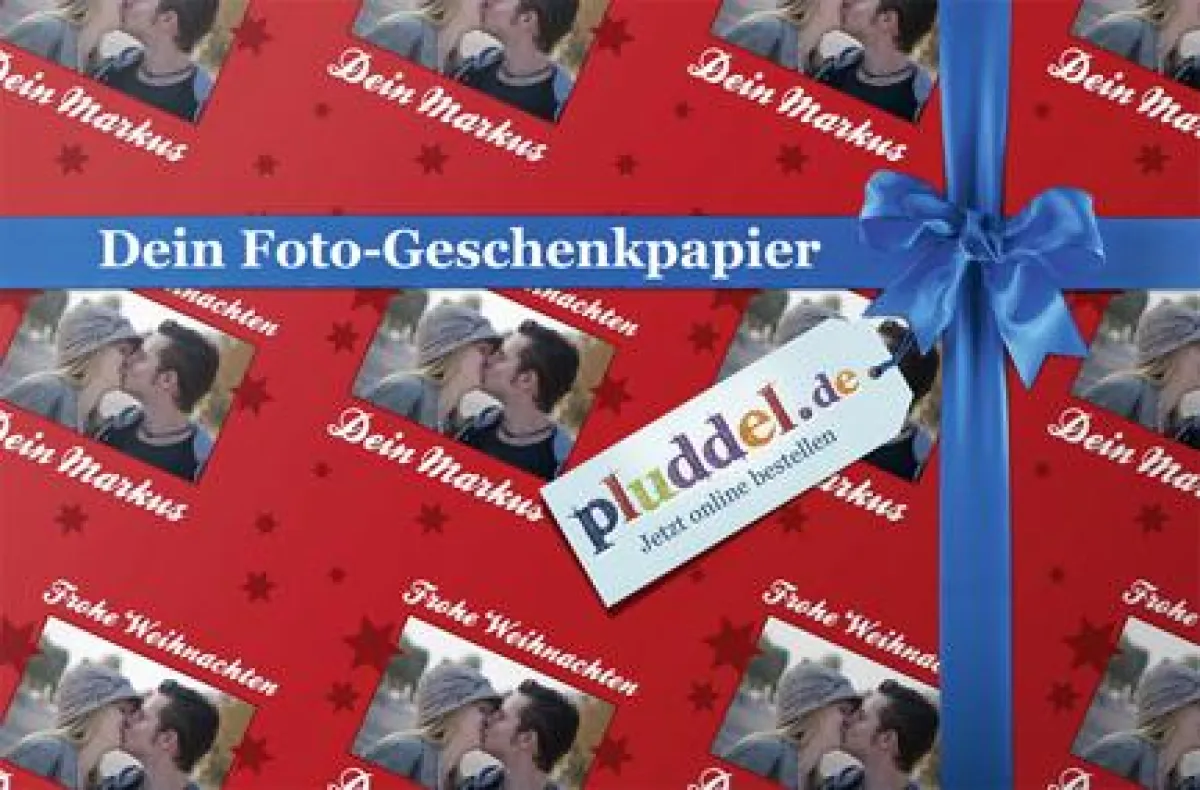 Per Mausklick das persönliche Geschenkpapier gestalten und drucken lassen.