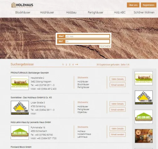 Bild: Holzhaus.at - die Suchmaschine rund um den Holzbau erstrahlt im neuen Design