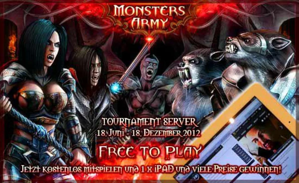 Gewinne ein iPad 3 und Ingame-Währung bei MonsterArmy-Tournament