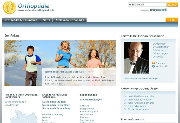 Neues Gesundheitsportal online - Portal der Orthopädie Bild: Neues Gesundheitsportal online - Portal der Orthopädie