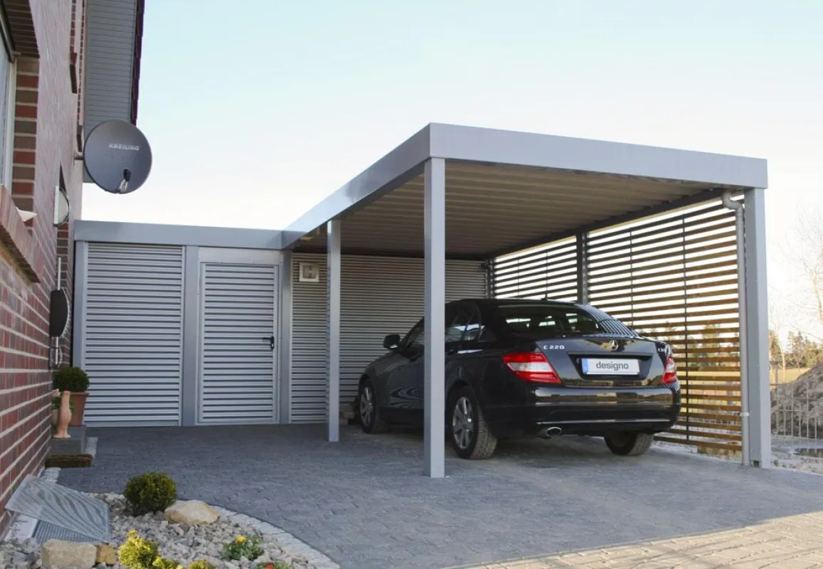 Anders als das klassische Holzmodell: ein Design-Carport von schlichter Eleganz. Foto: www.designo-carport.de / MC-Garagen
