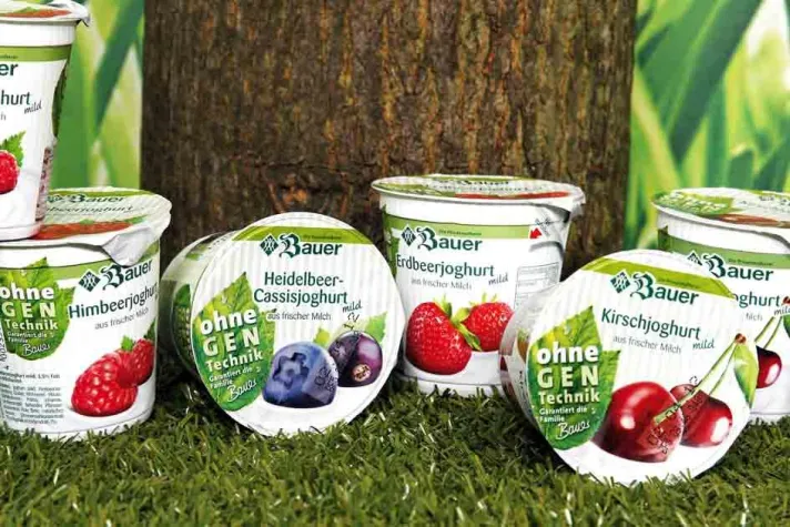 Bild: Deutschlands erste Fruchtjoghurts ohne Gentechnik – natürlich von Bauer