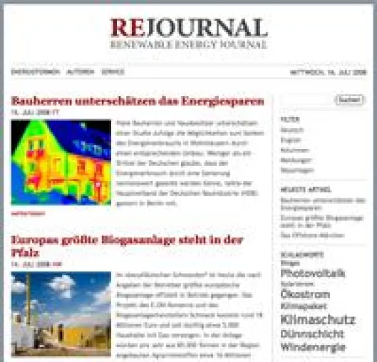 REjournal - unabhängiges Portal für erneuerbare Energien Bild: REjournal - unabhängiges Portal für erneuerbare Energien