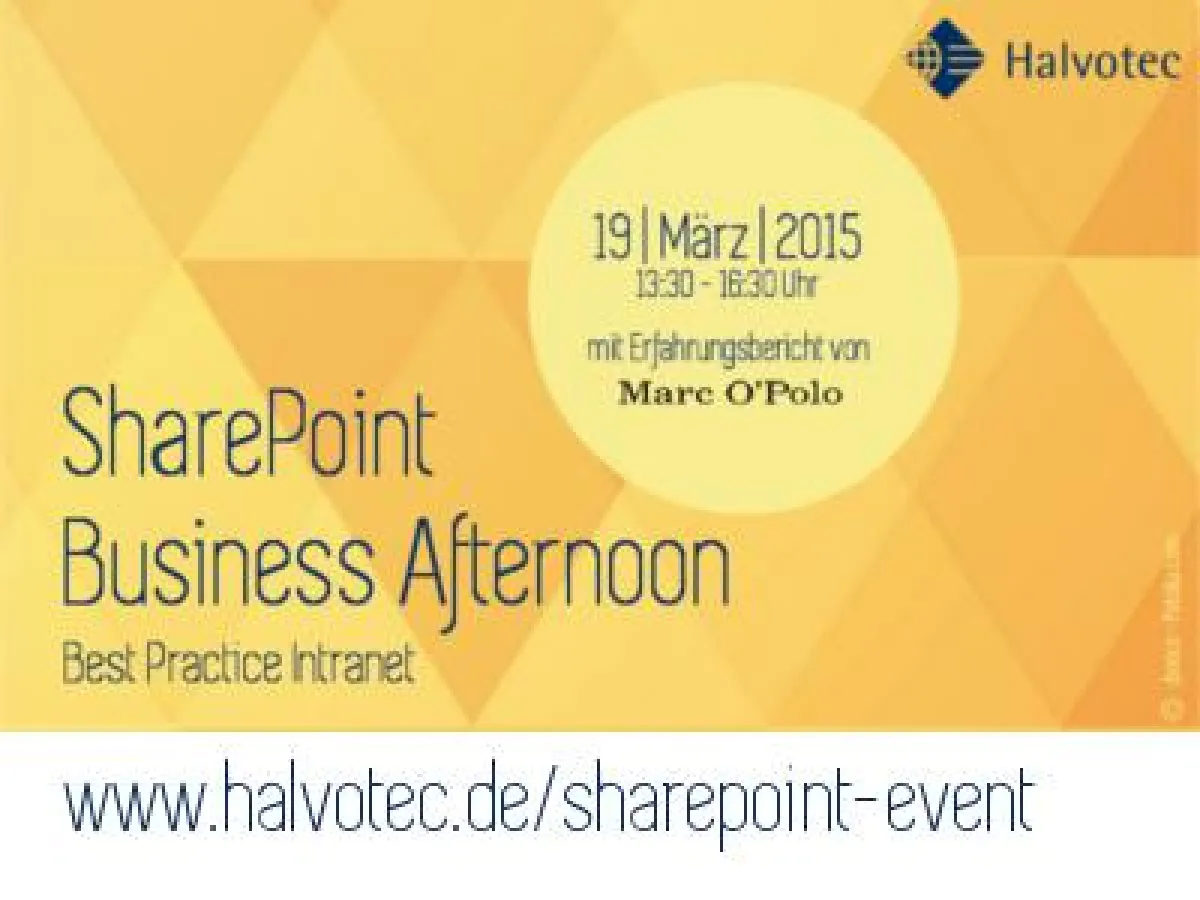 Halvotec Event: Best Practice SharePoint Intranet