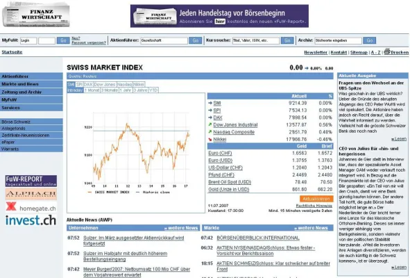 Bild: insign realisierte Online-Plattform der Finanz und Wirtschaft neu - fuw.ch