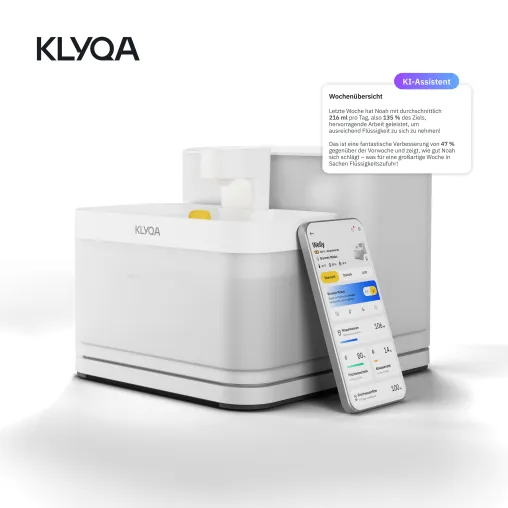 Klyqa Welly – Nie recyceltes Wasser. KI-Trinkmonitoring. Smarter Katzenbrunnen aus Hamburg. Bild: Klyqa Welly – Nie recyceltes Wasser. KI-Trinkmonitoring. Smarter Katzenbrunnen aus Hamburg.