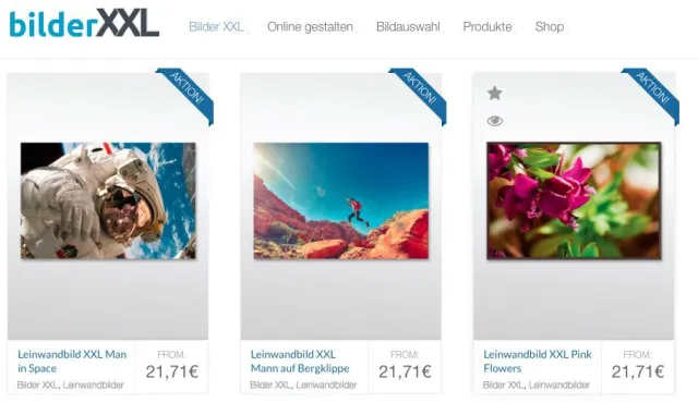 bilderXXL bietet riesige Auswahl an Großformat-Bildern und weiteren Fotoprodukten Bild: bilderXXL bietet riesige Auswahl an Großformat-Bildern und weiteren Fotoprodukten