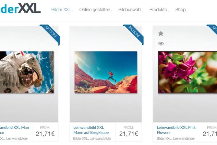 Bild: bilderXXL bietet riesige Auswahl an Großformat-Bildern und weiteren Fotoprodukten