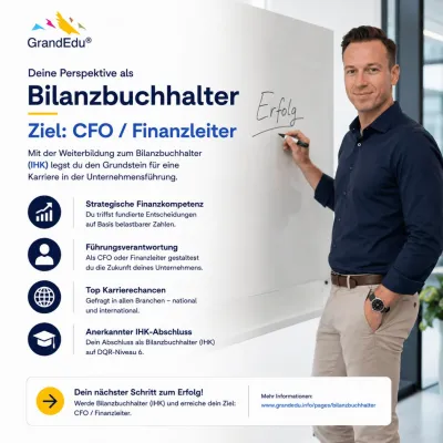 Bild: Vom Bilanzbuchhalter zur Finanzleitung (CFO): GrandEdu zeigt Karriereperspektiven im Rechnungswesen auf