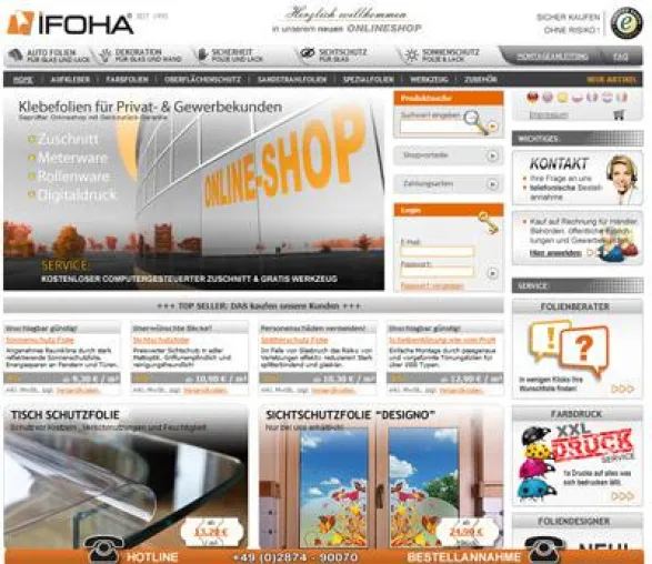 Bild: Neuer Shop für Folie – Neuer IFOHA Onlineshop