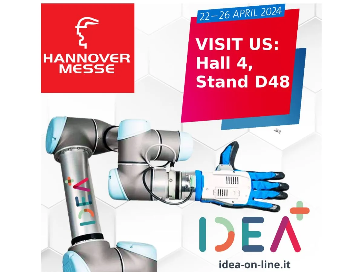 Cobot mit bionischer Hand - Messe Hannover April 2024 (© IDEA Soc. Coop. 2024)