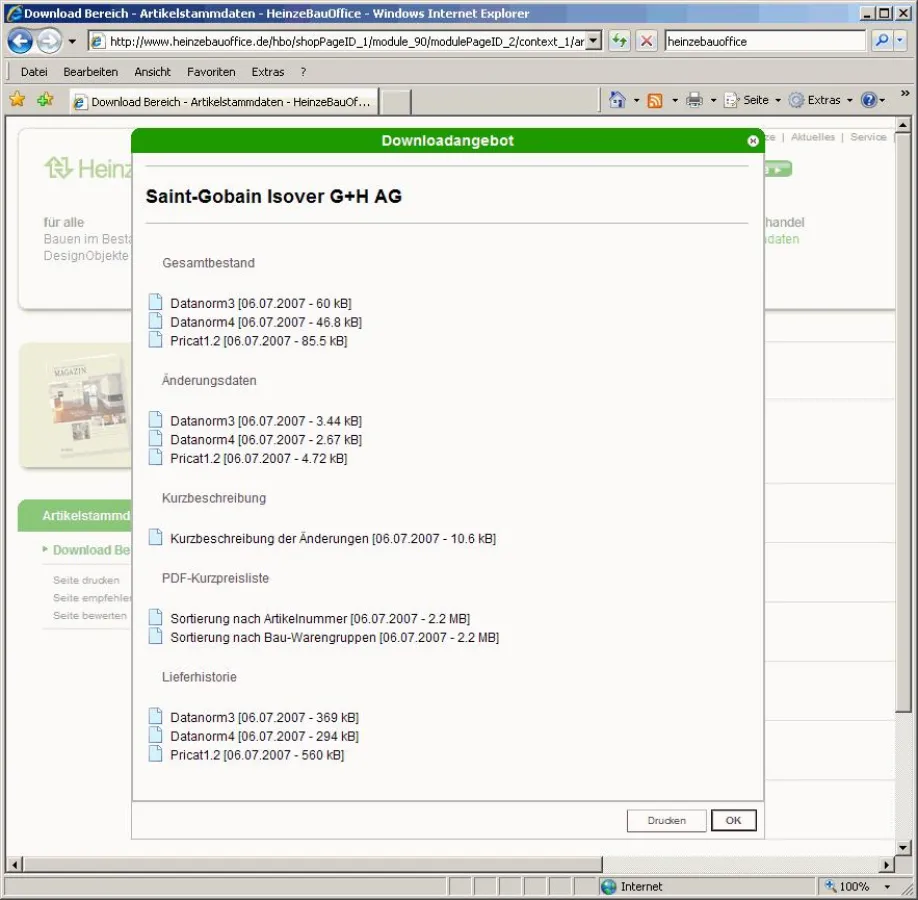 Der neue Download-Bereich ermöglicht den Internet-Zugriff auf alle Artikel- und Preisdaten der zentralen Artikelstammdatenbank.
