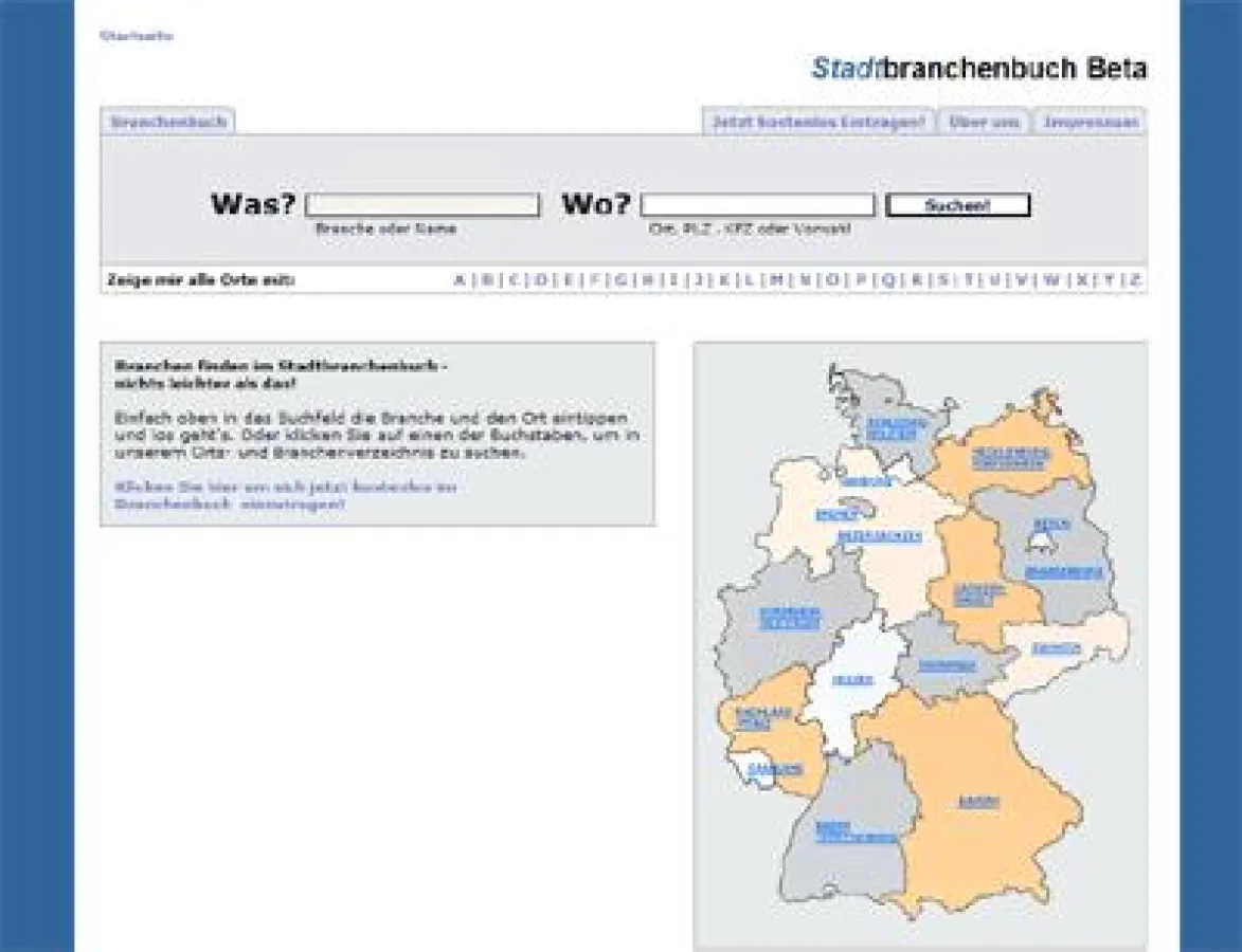 Übersichtliche Gestaltung: stadtbranchenbuch.com