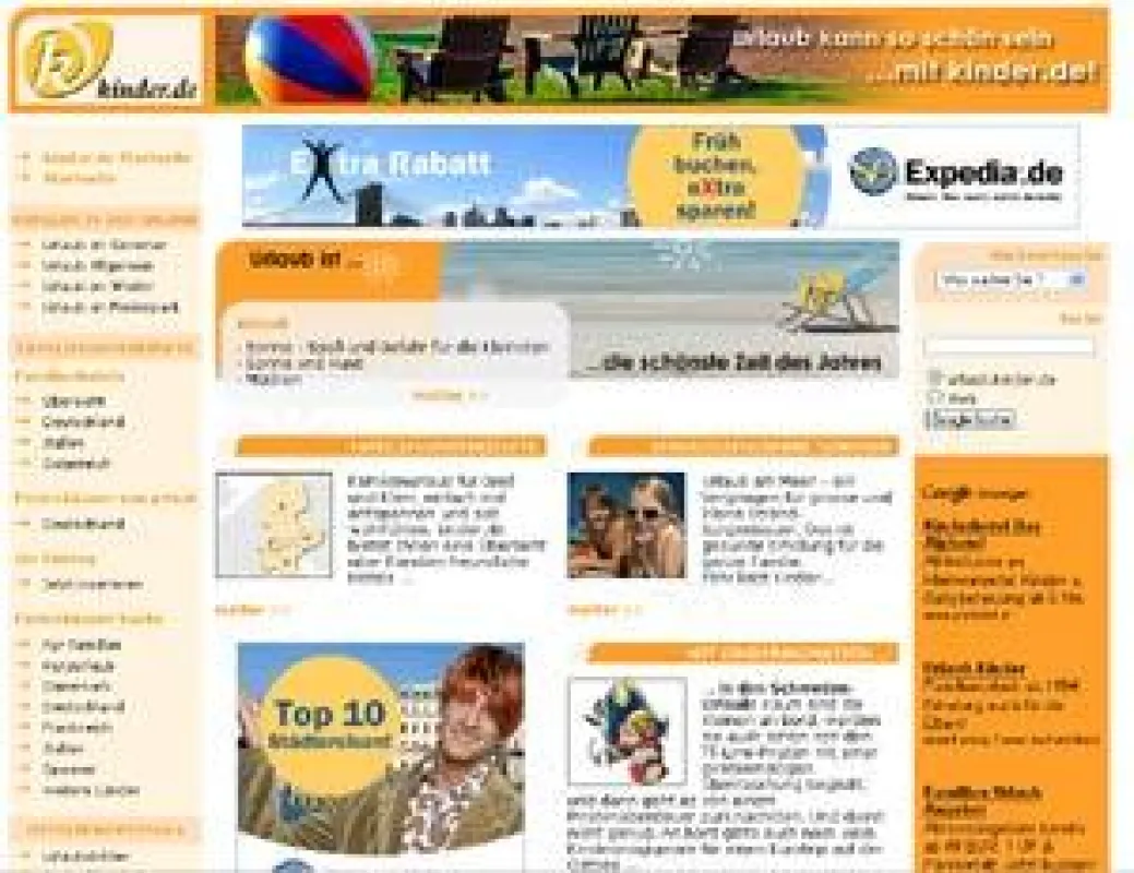 Neugestaltung des kinder.de Urlaubsbereich
