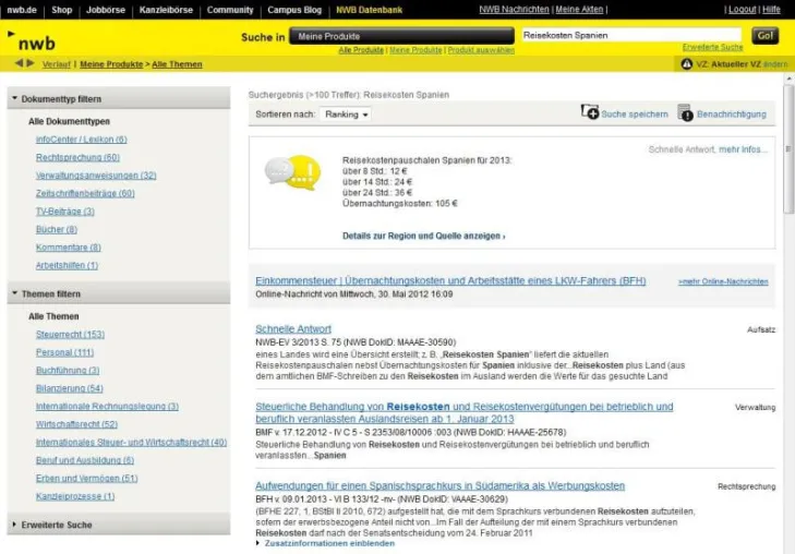 Bild: NEU: Die "schnelle Antwort" ist das neueste Highlight in der NWB Datenbank