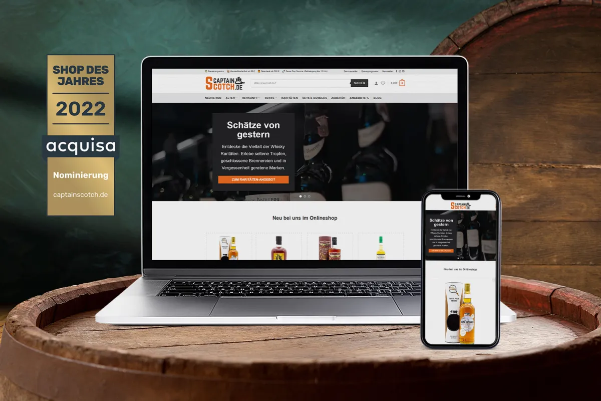 CaptainScotch.de gehört zu den nominierten Shops für die Auszeichnung „Shop des Jahres 2022“. (© CaptainScotch.de)